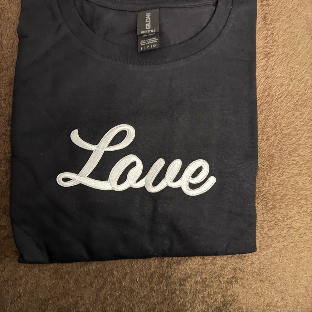 Black Tee with White 'Love' Script